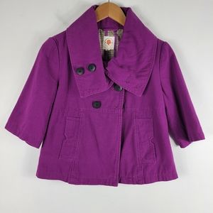 Vintage Y2K Tulle Cotton Half Sleeve Fold Over Collar A Line Cropped Jacket
